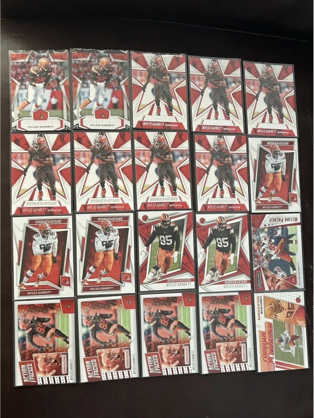MYLES GARRETT NFL PANINI COLLECTION ROOKIES &STARS/ACTION PACKED NM 20 CARD LOT